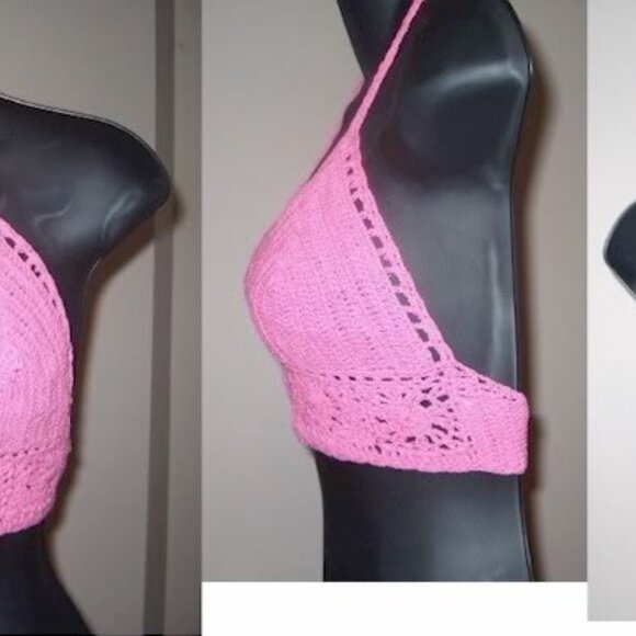 Pink Crochet Halter Top - One Size - Picture 6 of 6